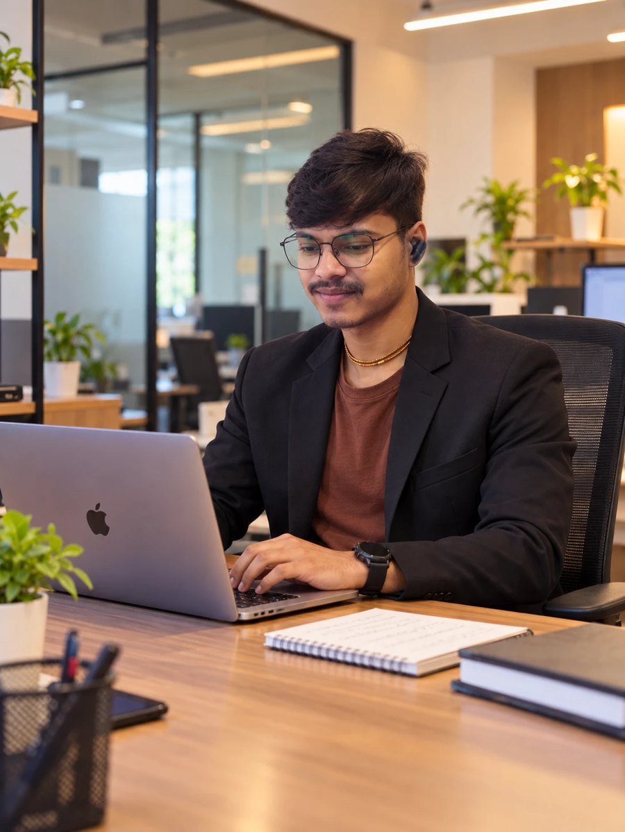 Founder of ZROWEB Digital Services working at his desk